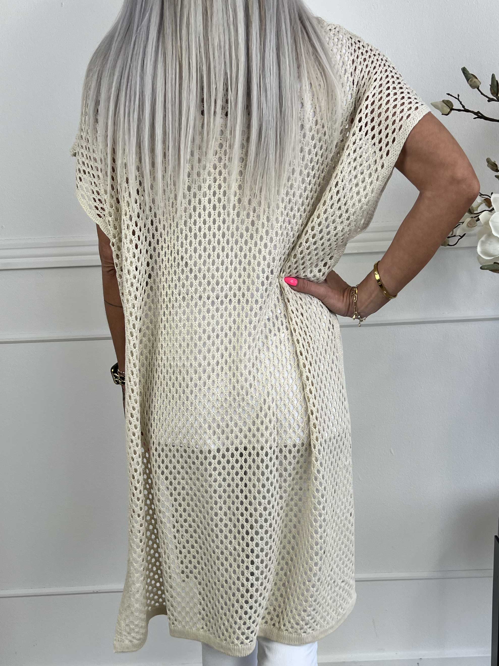 Angelle - Lång stickad tunika med spetsmönster